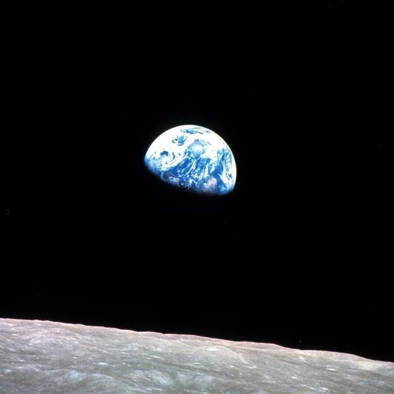 The earth floating in space, taken by Apollo 8.
