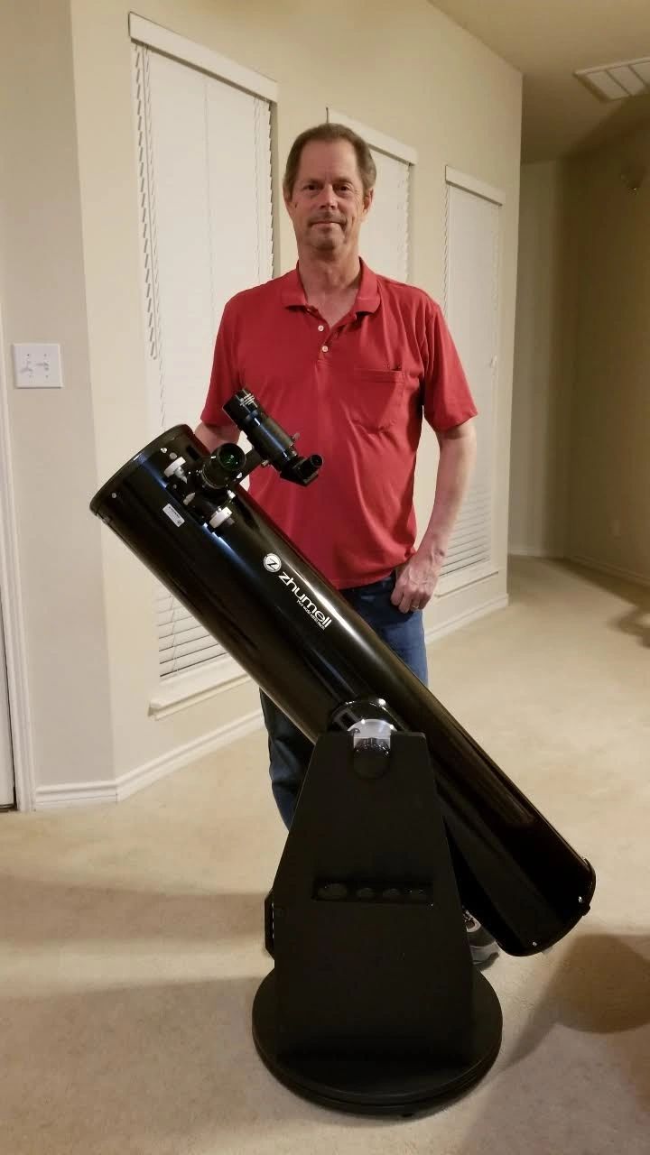 Greg and his 8" Dobsonian telescope